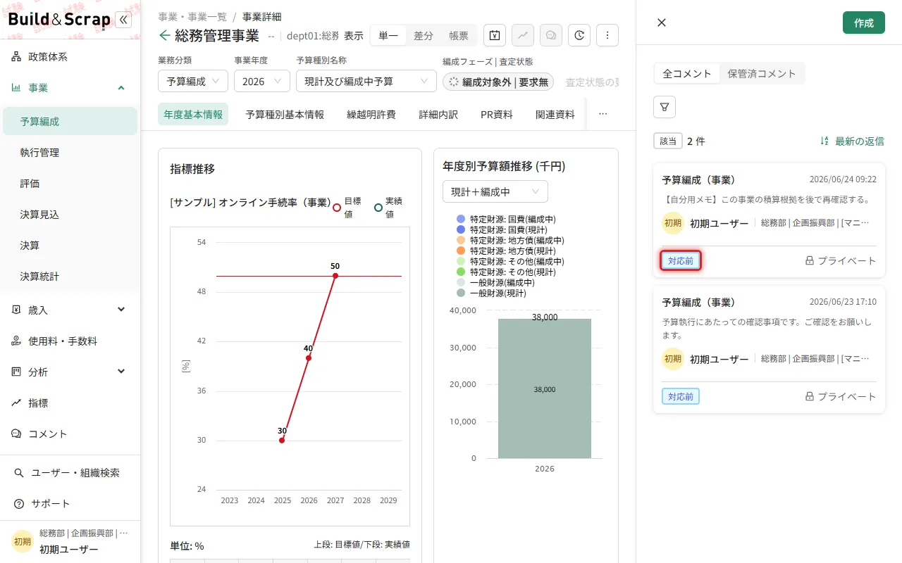 一覧で「要対応」が分かる箇所